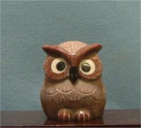 Carved Rose Granite Owl
